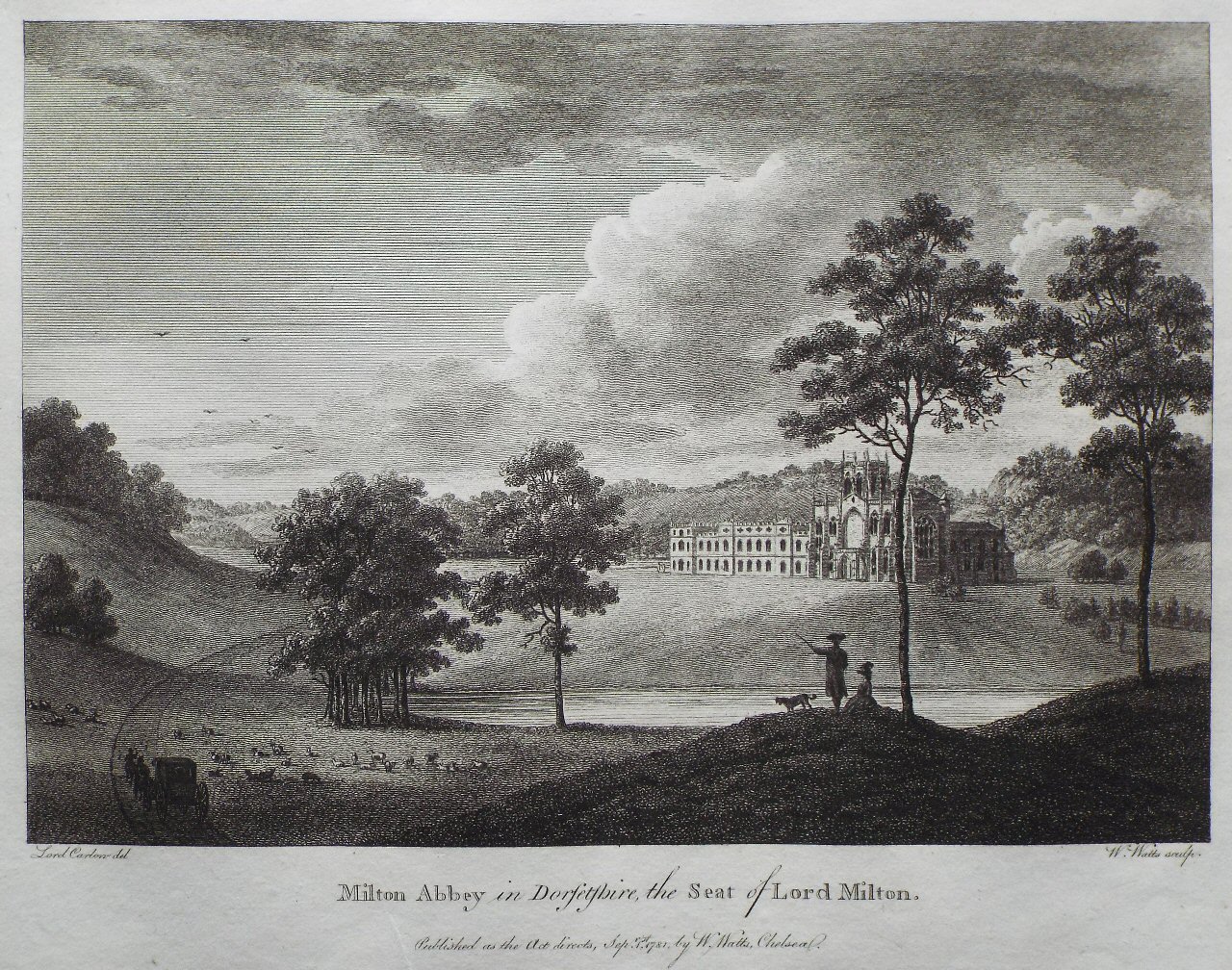 Print - Milton Abbey in Dorsetshire, the Seat of Lord Milton. - Watts